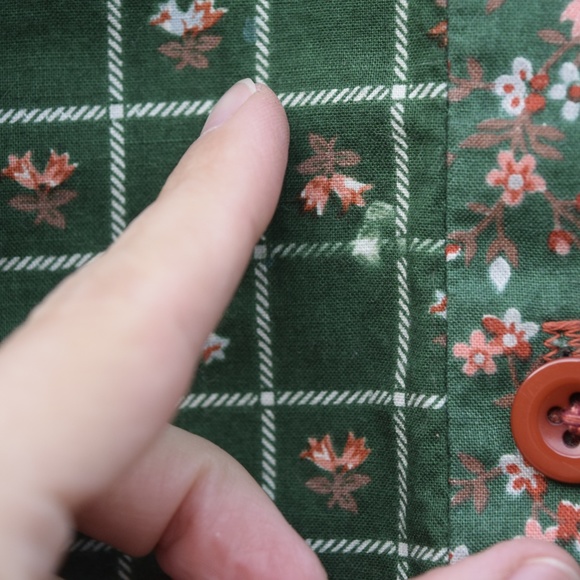 XS 70s Gunne Sax Midi Dress Green and red floral print Side Ties - Picture 8 of 10